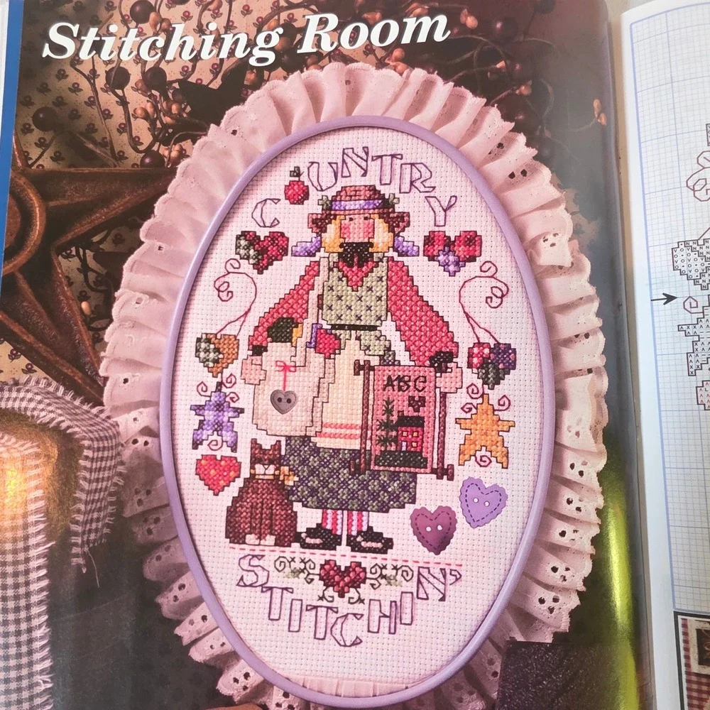 Cross Country Stitching August 2006 Cross Stitch Patterns Primitive Folk Art OOP